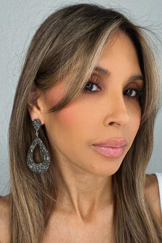 Load image into Gallery viewer, Open Teardrop Crystal 925 Sterling Silver Statement Earrings - Born To Glam
 Born To Glam