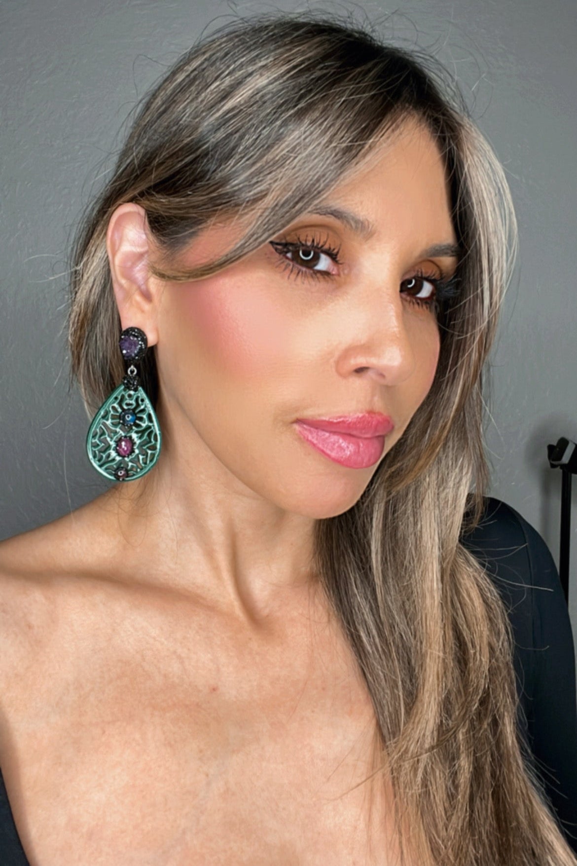 Green Teardrop Gemstone Earring - Born To Glam Born To Glam