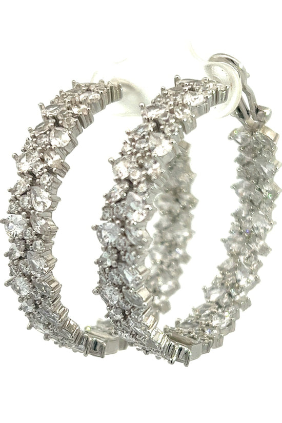 Silver Radiance Cubic Crystal Hoop Earrings - Born To Glam Born To Glam