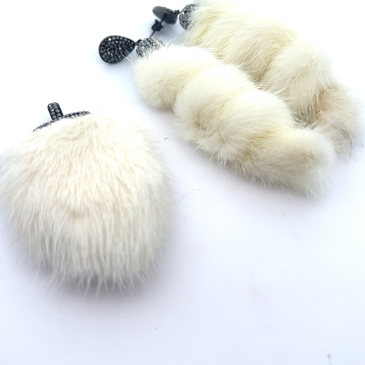 White Luxe Fur Crystal Pendant Sterling Silver CZ Necklace - Born To Glam Born To Glam