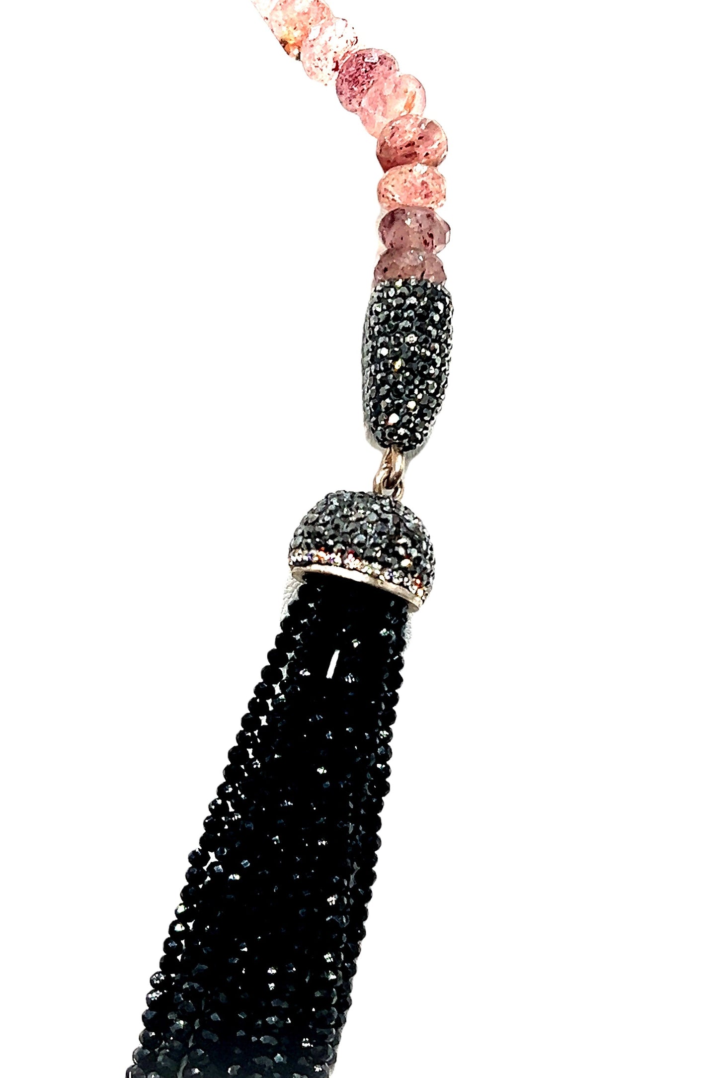 Statement Black Tassel & Gemstone Necklace - Born To Glam Born To Glam