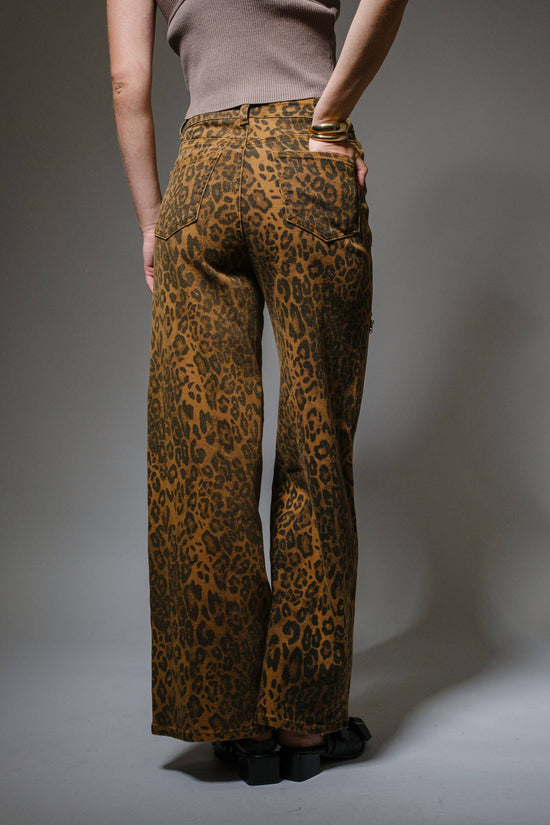 Leopard Print Cut-Out Rhinestone Jeans - Born To Glam Born To Glam