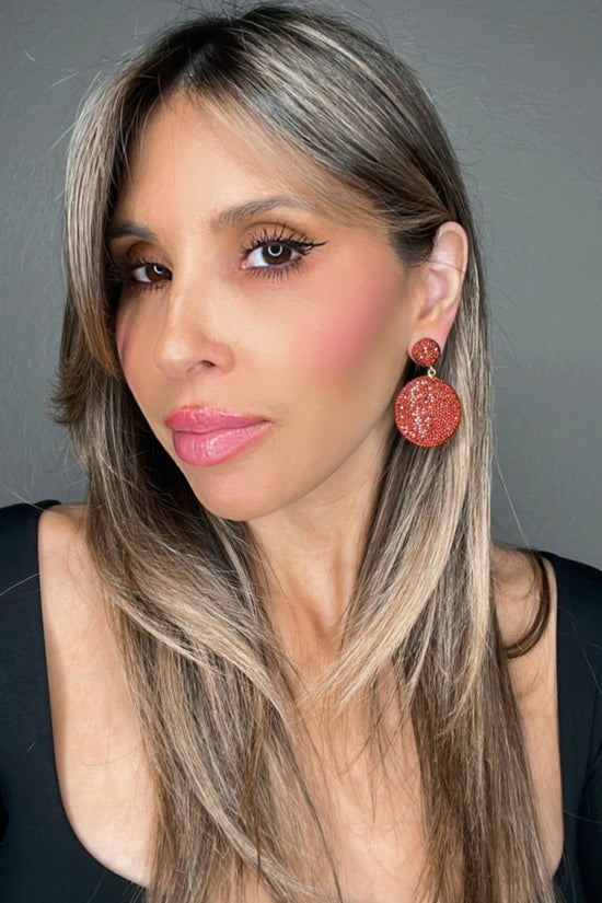 Rust Round Crystal Earring - Born To Glam Born To Glam