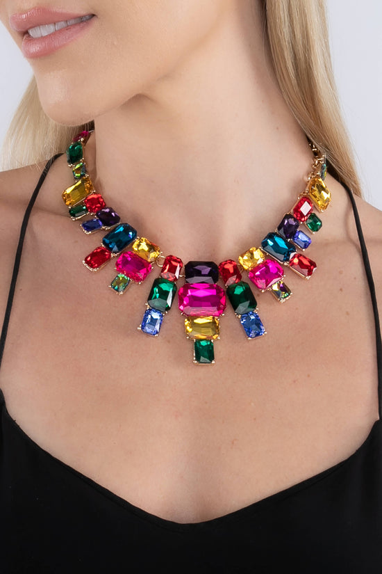 Jamie Rainbow Statement Necklace - Born To Glam Born To Glam