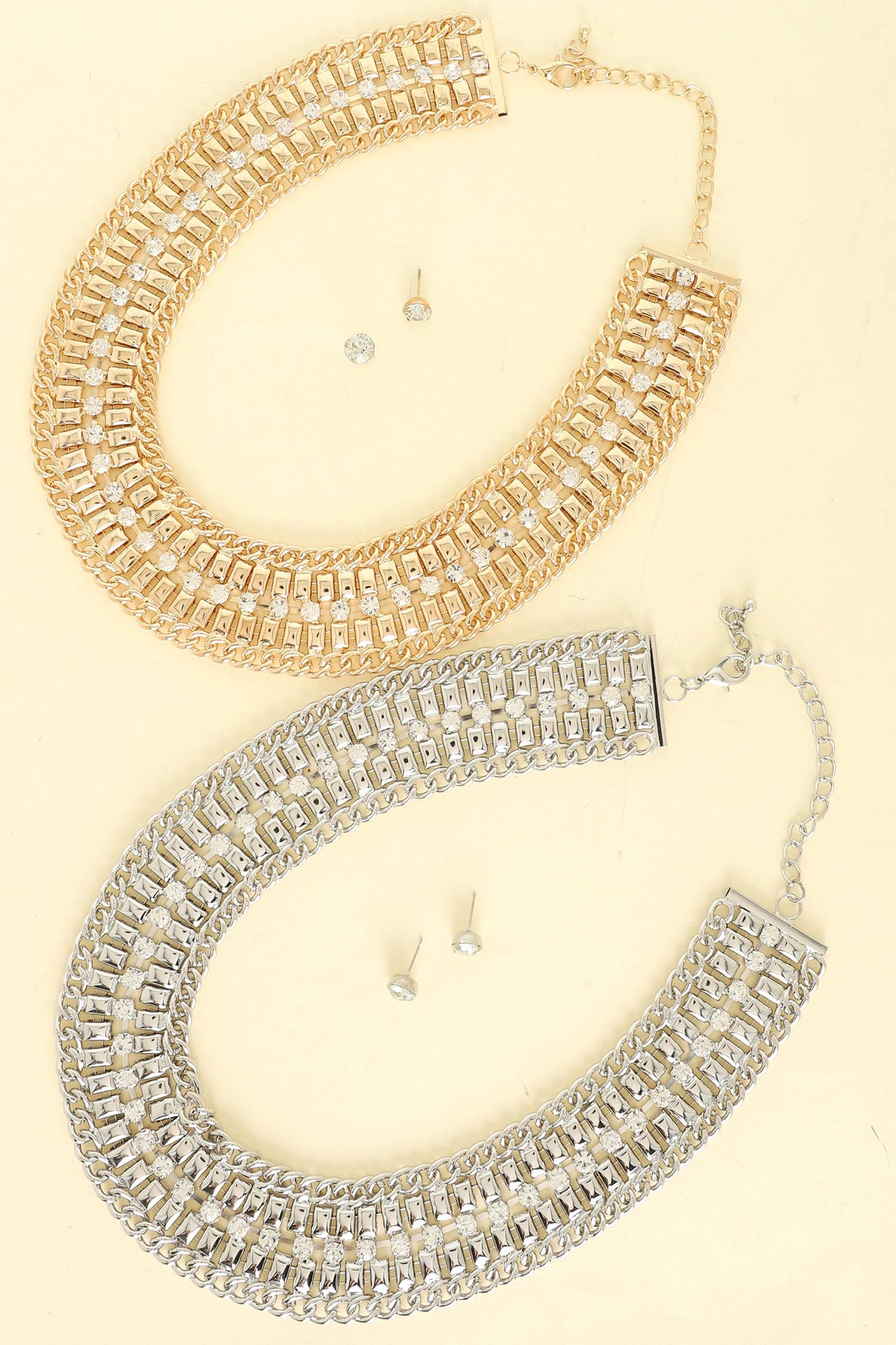 Crystal Rhinestone Collar Necklace Set - Born To Glam Born To Glam