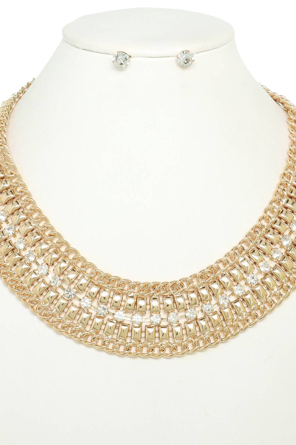 Crystal Rhinestone Collar Necklace Set - Born To Glam Born To Glam