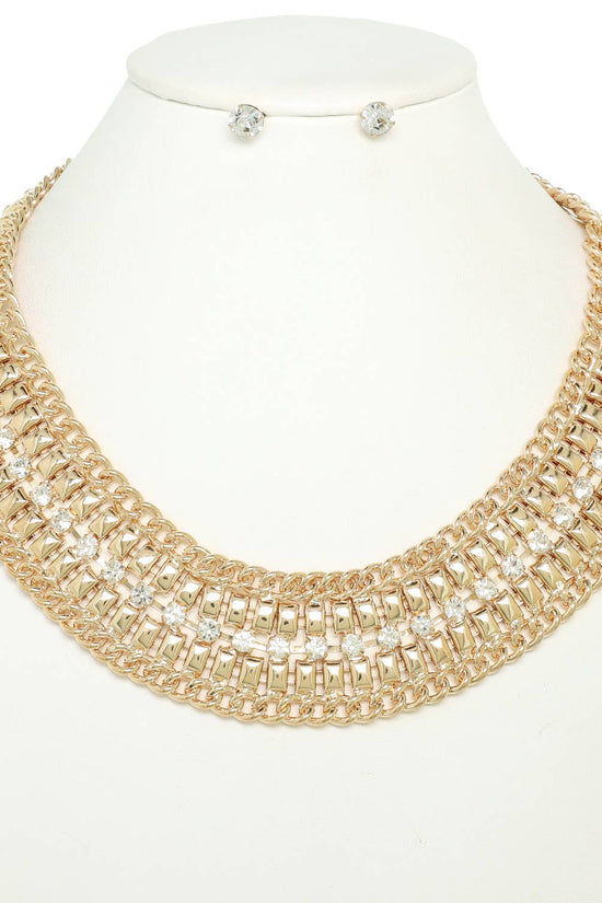 Crystal Rhinestone Collar Necklace Set - Born To Glam Born To Glam