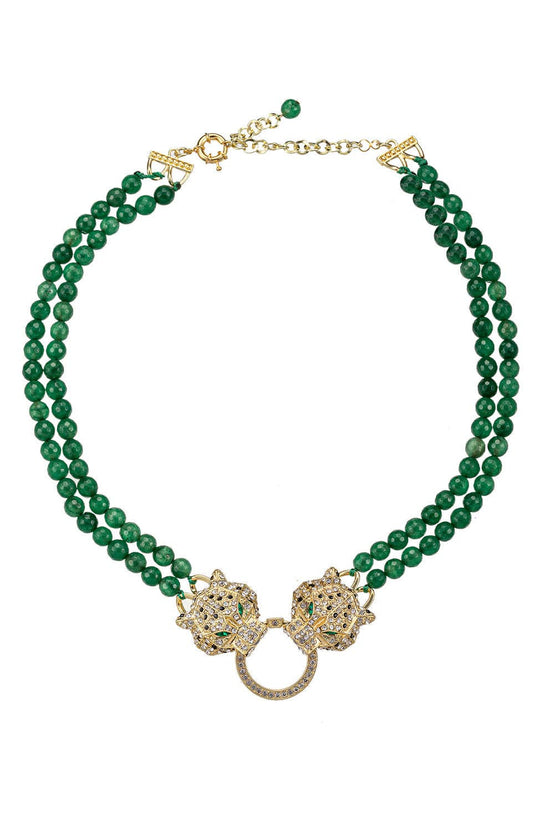 Double Leopard Natural Stone Necklace - Born To Glam Born To Glam