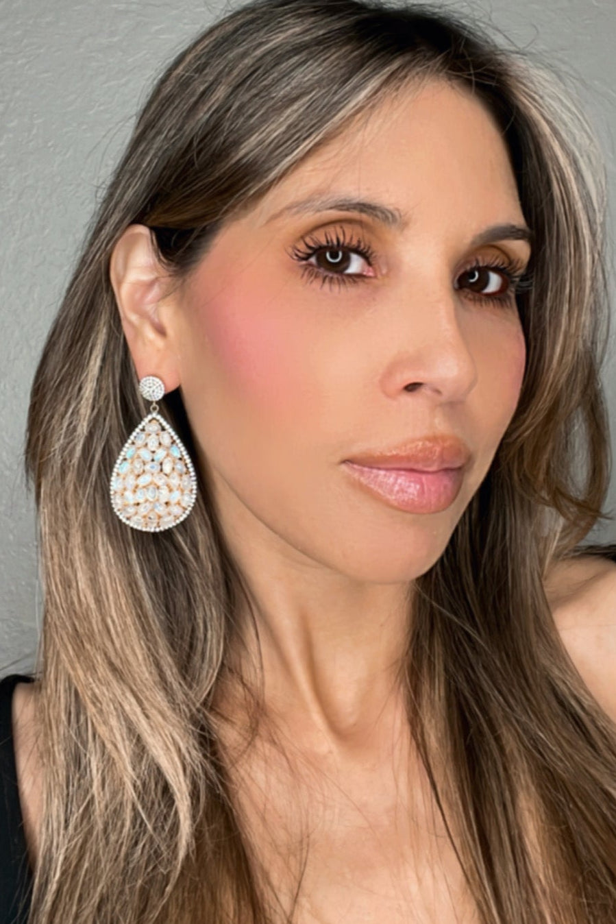 White Mini Quartz Gemstone Sterling Silver Earring - Born To Glam Born To Glam