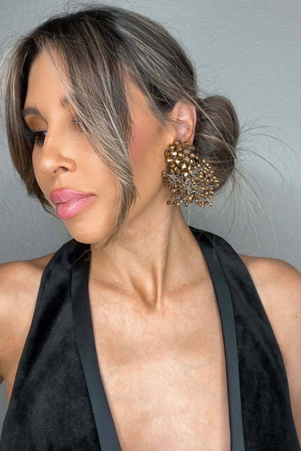 Crystal Sculpture Statement Clip On Earring - Born To Glam Born To Glam