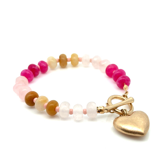 Pink Multi Heart Bracelet - Born To Glam Born To Glam