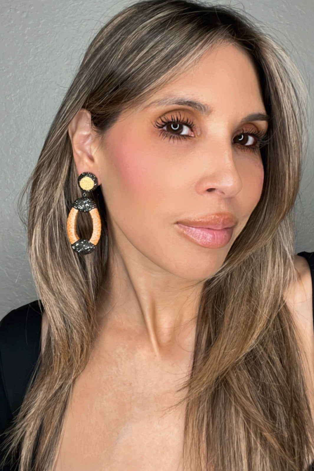 Yellow Shagreen Crystal Oval Earring - Born To Glam Born To Glam