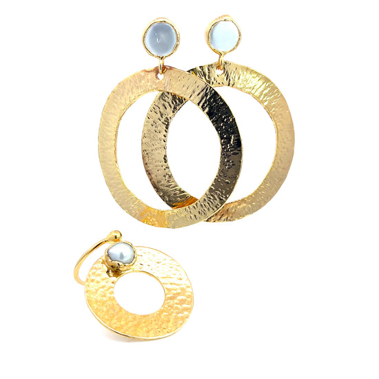 Load image into Gallery viewer, Gold Brass Black Druzy Set - Born To Glam
 Born To Glam