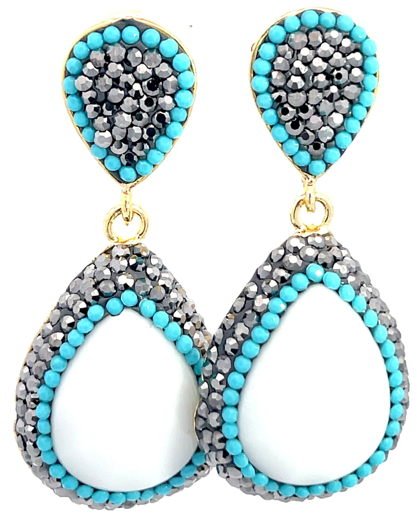 Teardrop Gemstone Crystal Drop Earrings - Born To Glam Born To Glam