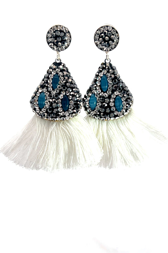 Geometric Small Tassel Gemstone Earring - Born To Glam Born To Glam