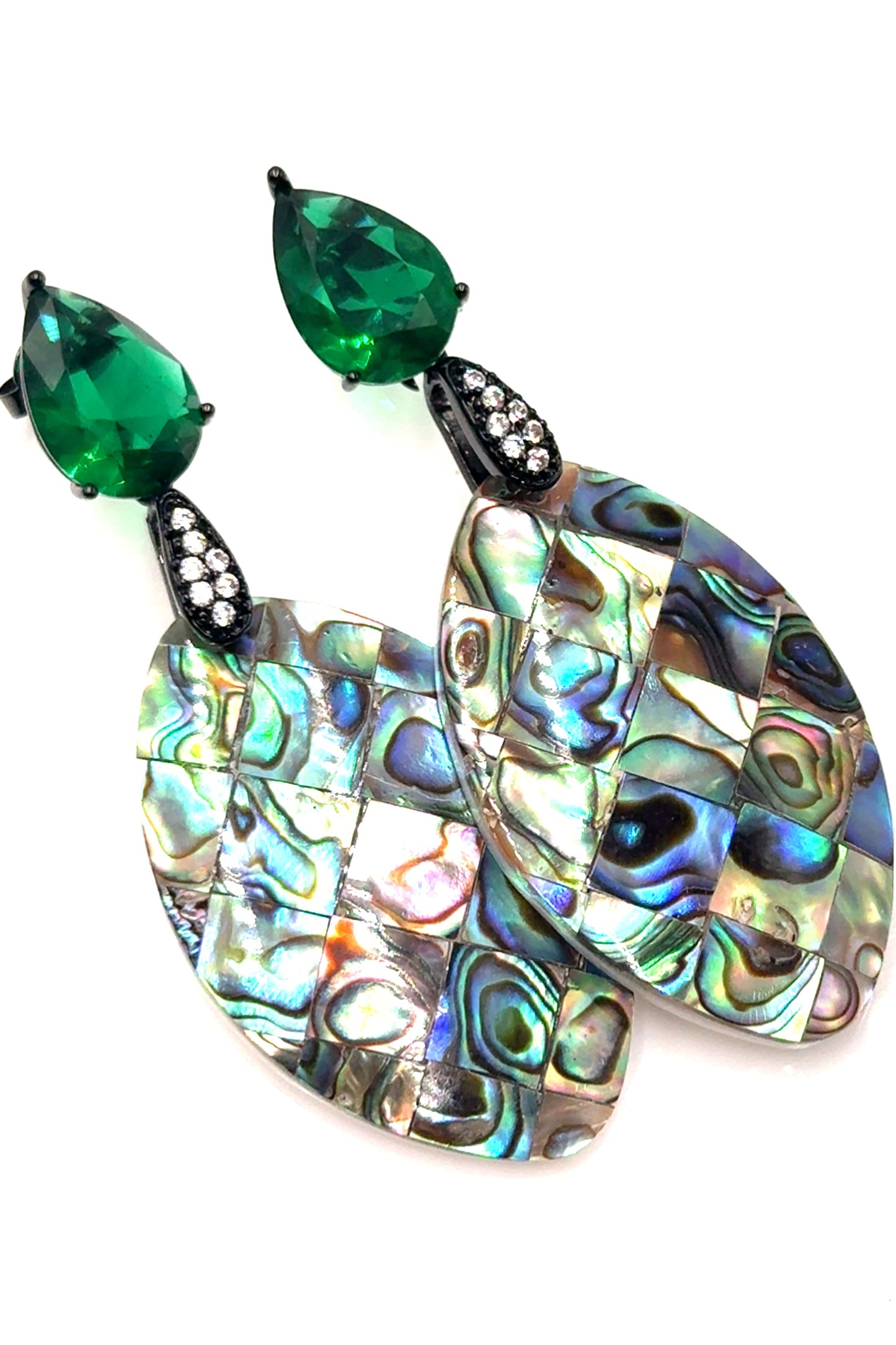 Abalone Green Cubic Zirconia Earring - Born To Glam Born To Glam