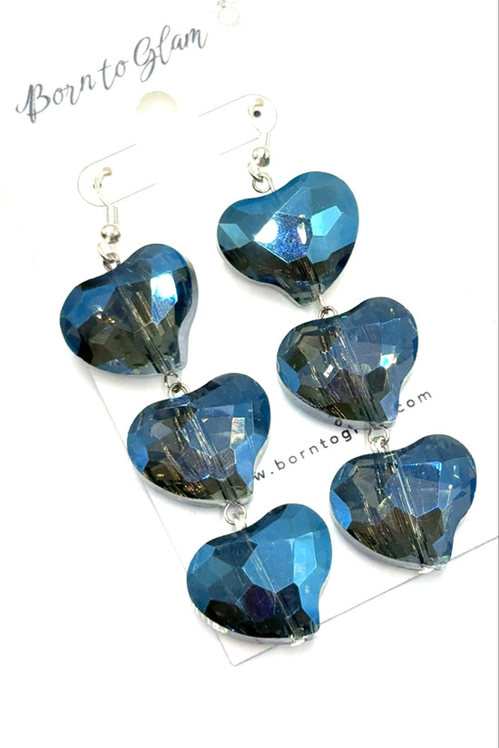 Crystal Heart Sterling Silver Dangle Earring - Born To Glam Born To Glam
