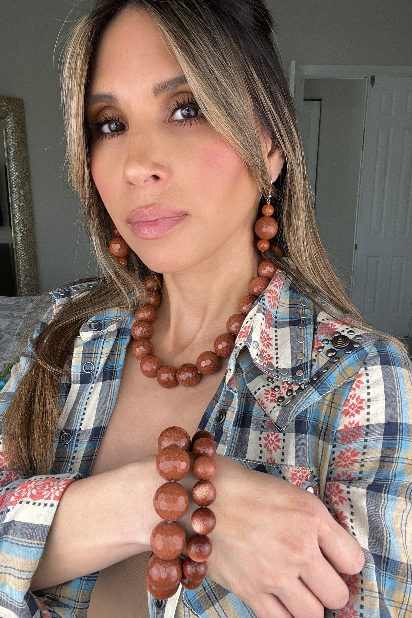 Goldstone Sphere Short Necklace - Born To Glam Born To Glam