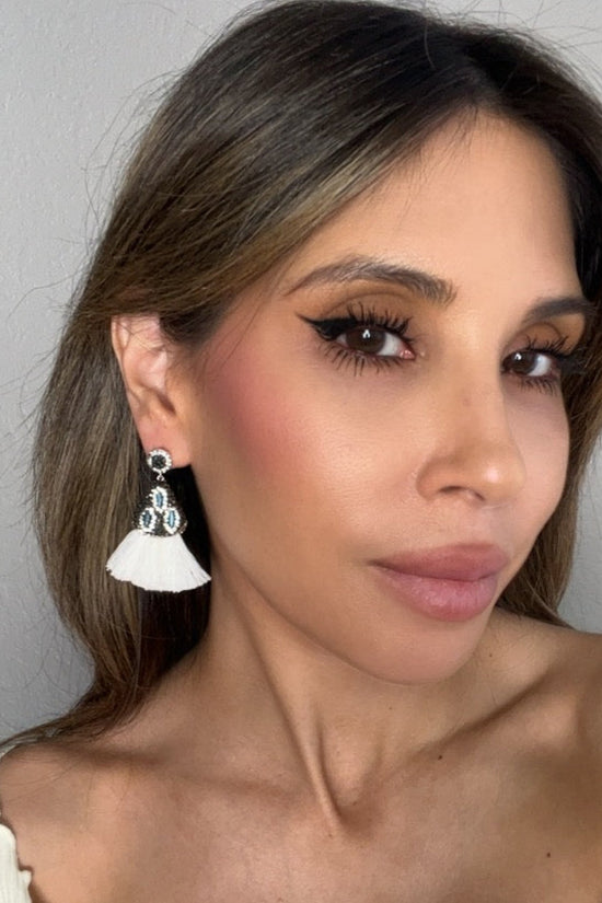 Geometric Small Tassel Gemstone Earring - Born To Glam Born To Glam