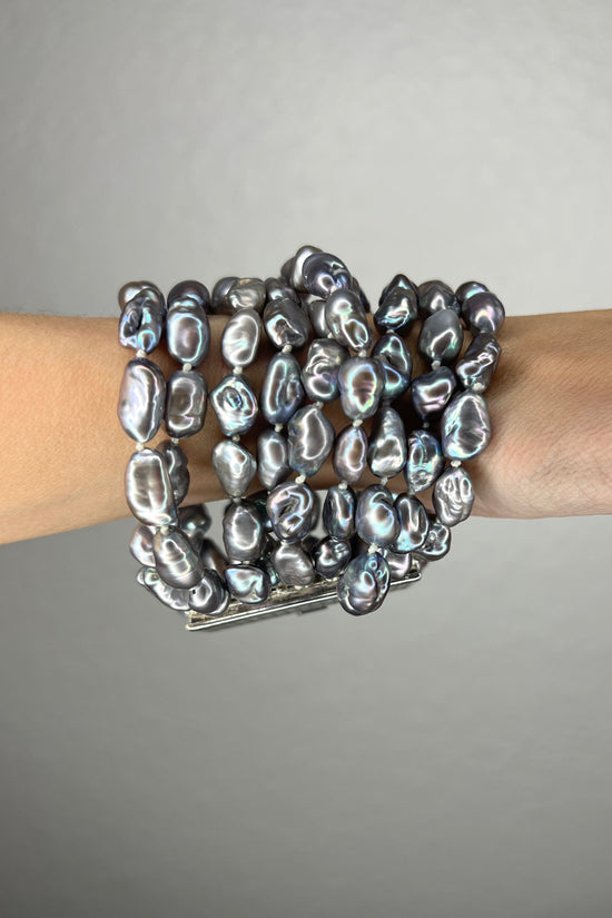 Load image into Gallery viewer, Gray Pearl Multistrand Bracelet - Born To Glam
 Born To Glam