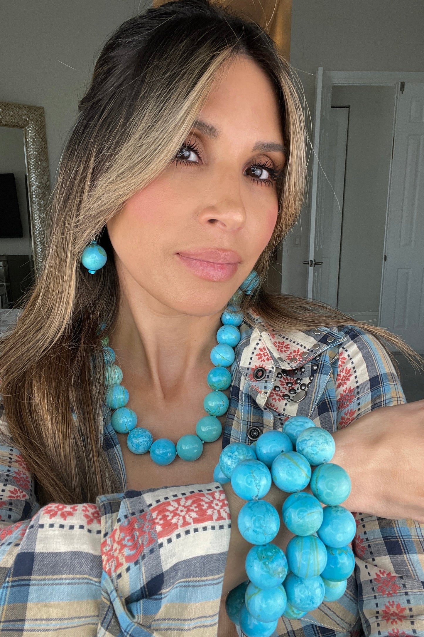 Turquoise 20mm Howlite Stretch Bracelet - Born To Glam Born To Glam