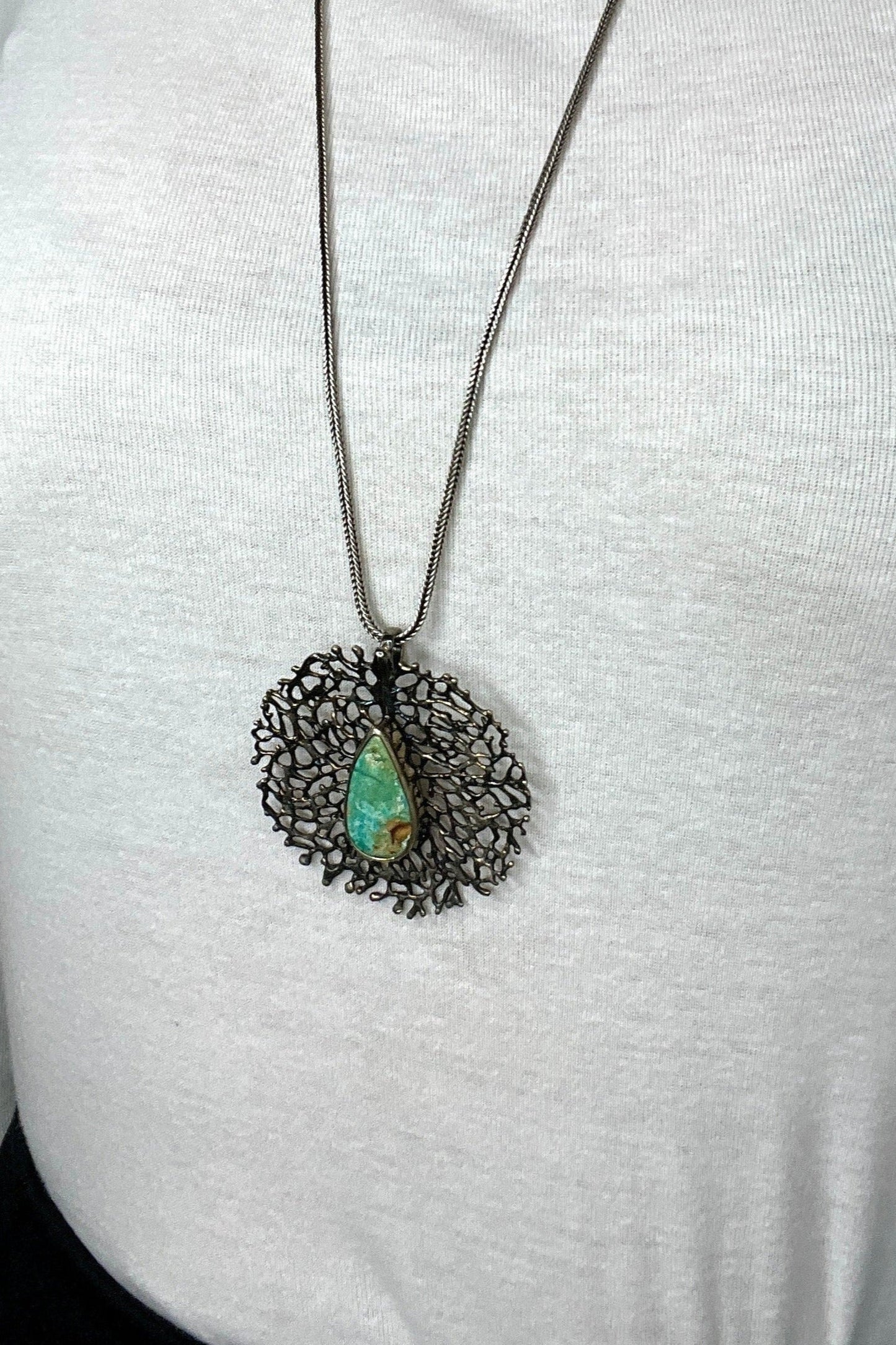 Sterling Silver Turquoise Web Pendant - Born To Glam Born To Glam