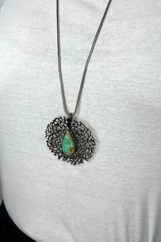 Sterling Silver Turquoise Web Pendant - Born To Glam Born To Glam