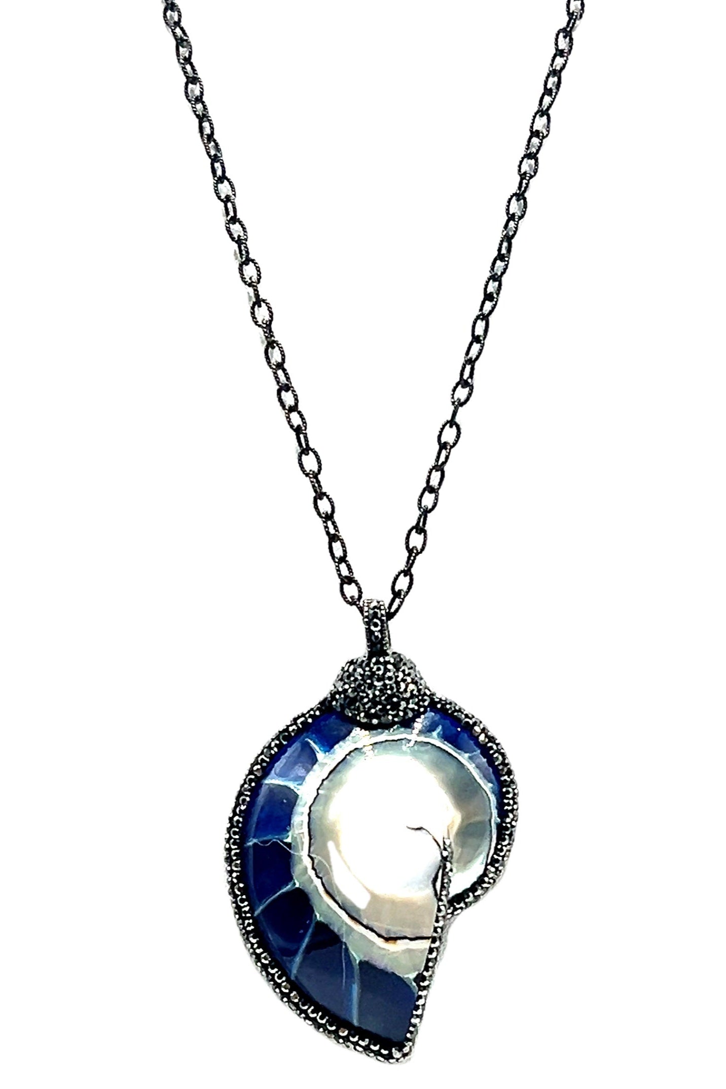 Seashell Pendant 925 Sterling Silver Long Necklace - Born To Glam Born To Glam
