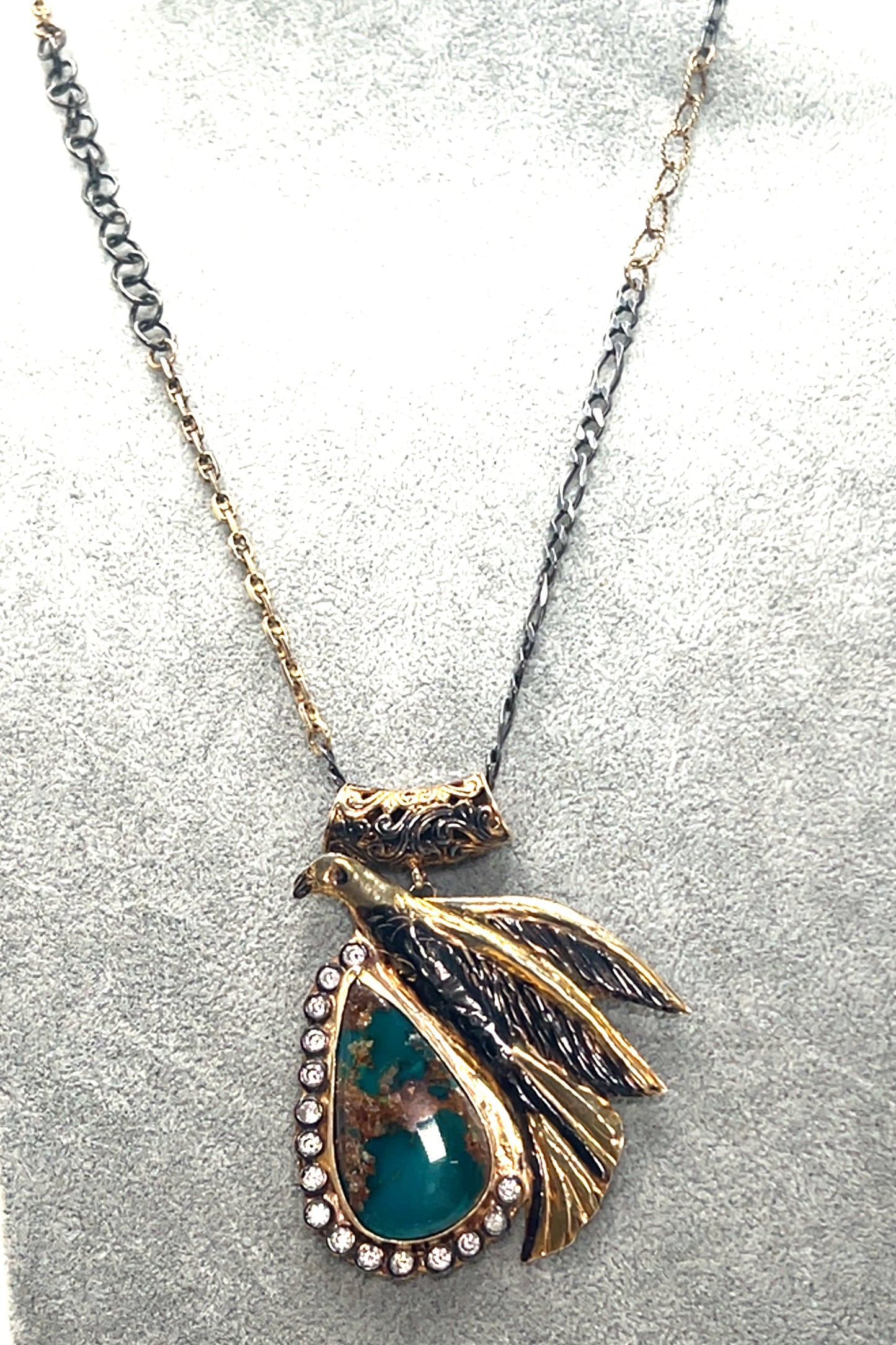 Turquoise & Crystal Eagle Pendant Necklace - Born To Glam Born To Glam