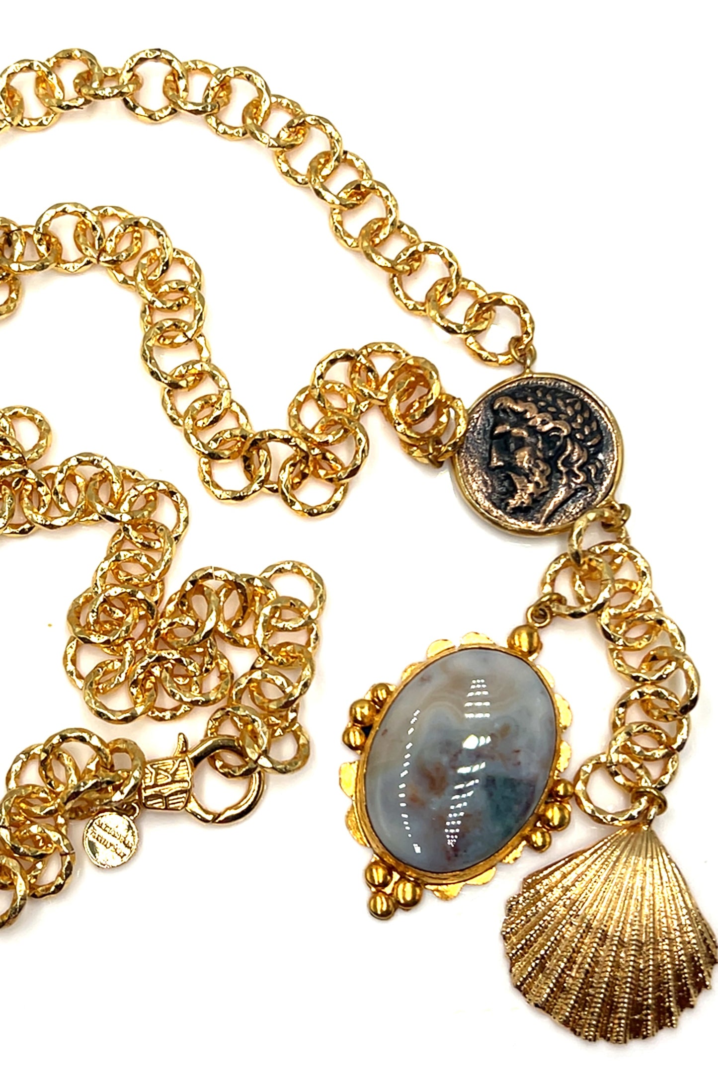 Pearl Gemstone Gold Plated Pendant Necklace - Born To Glam Born To Glam