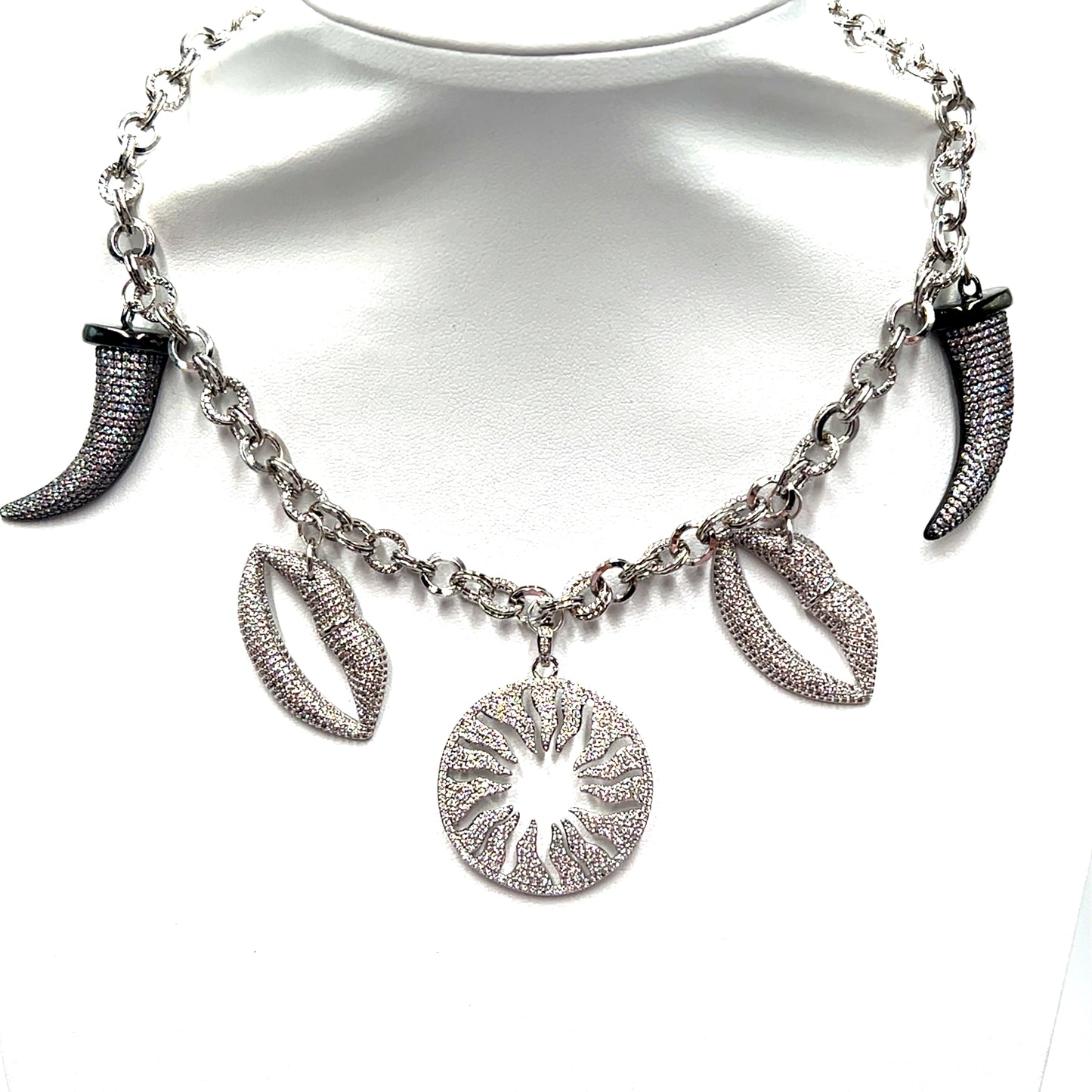 Pave Charm Silver Necklace - Born To Glam Born To Glam