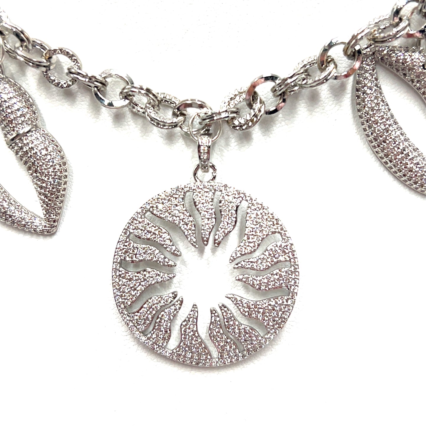 Pave Charm Silver Necklace - Born To Glam Born To Glam