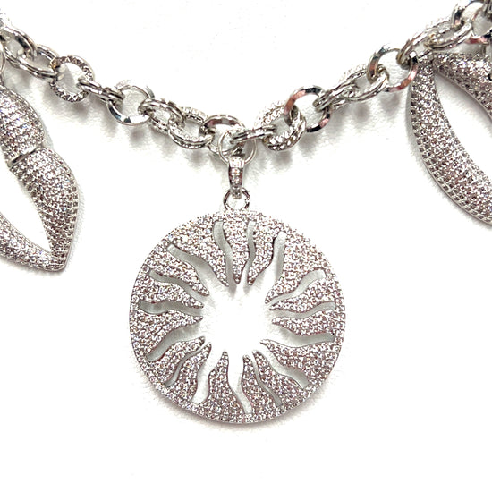 Pave Charm Silver Necklace - Born To Glam Born To Glam