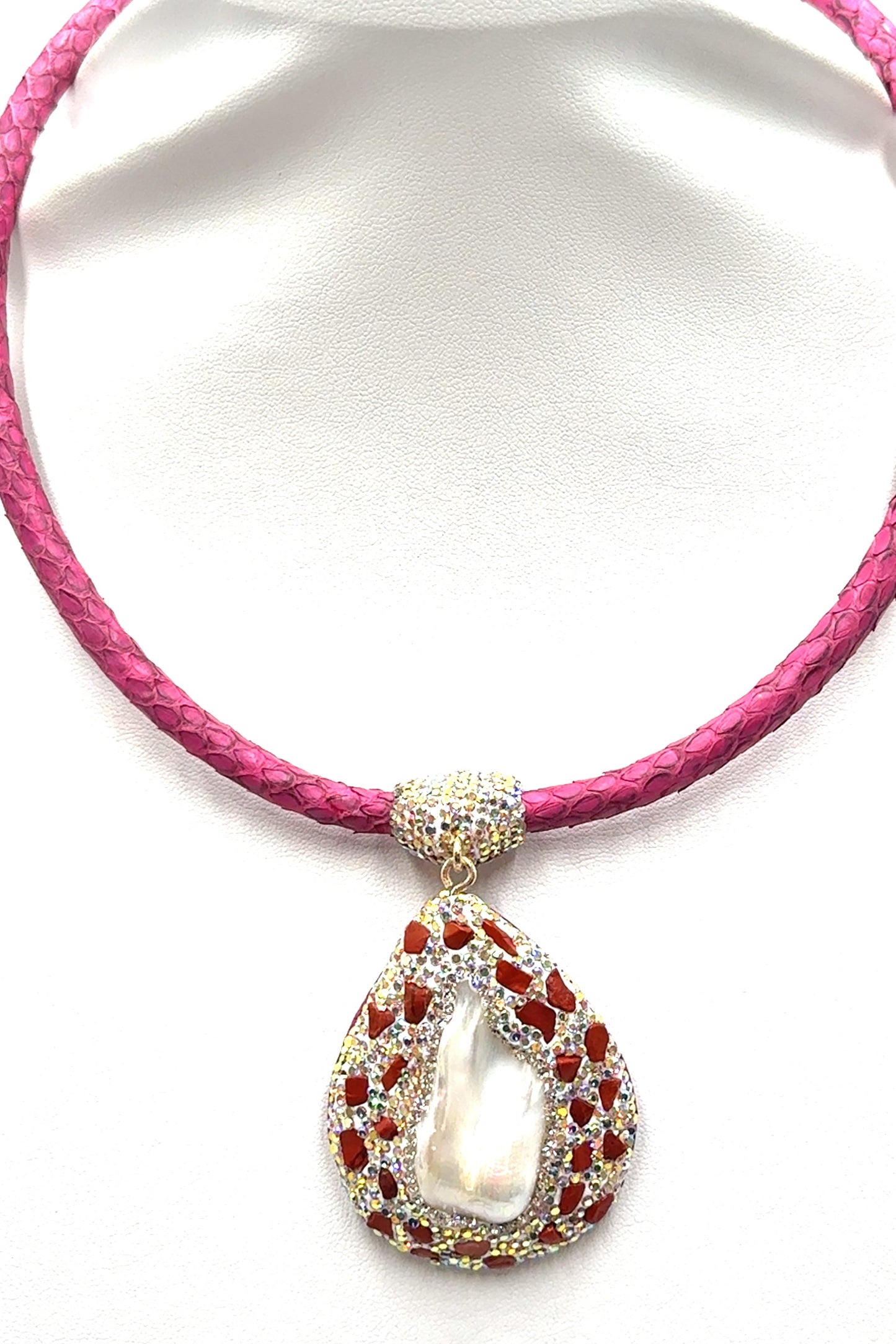 Leather & Gemstone Pendant Necklace - Born To Glam Born To Glam