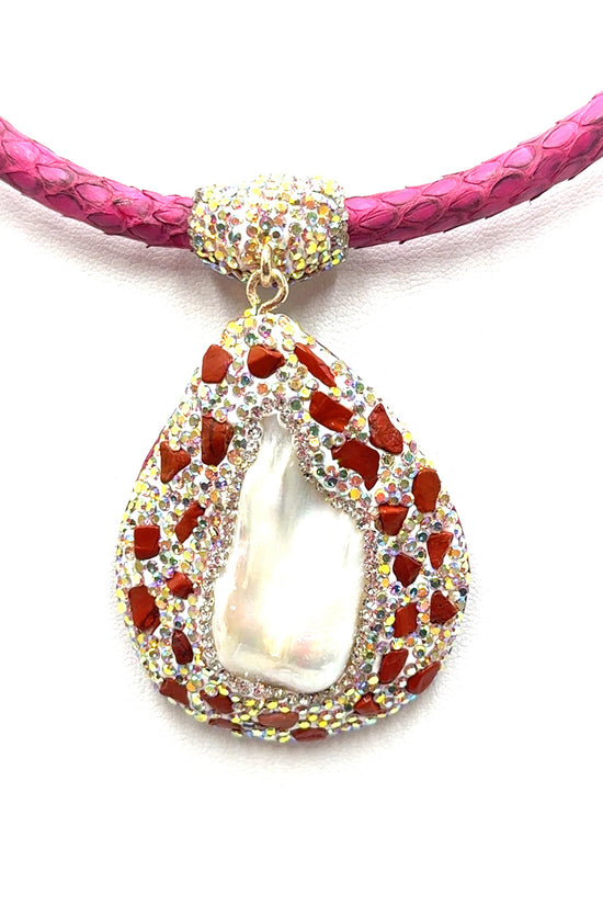 Leather & Gemstone Pendant Necklace - Born To Glam Born To Glam