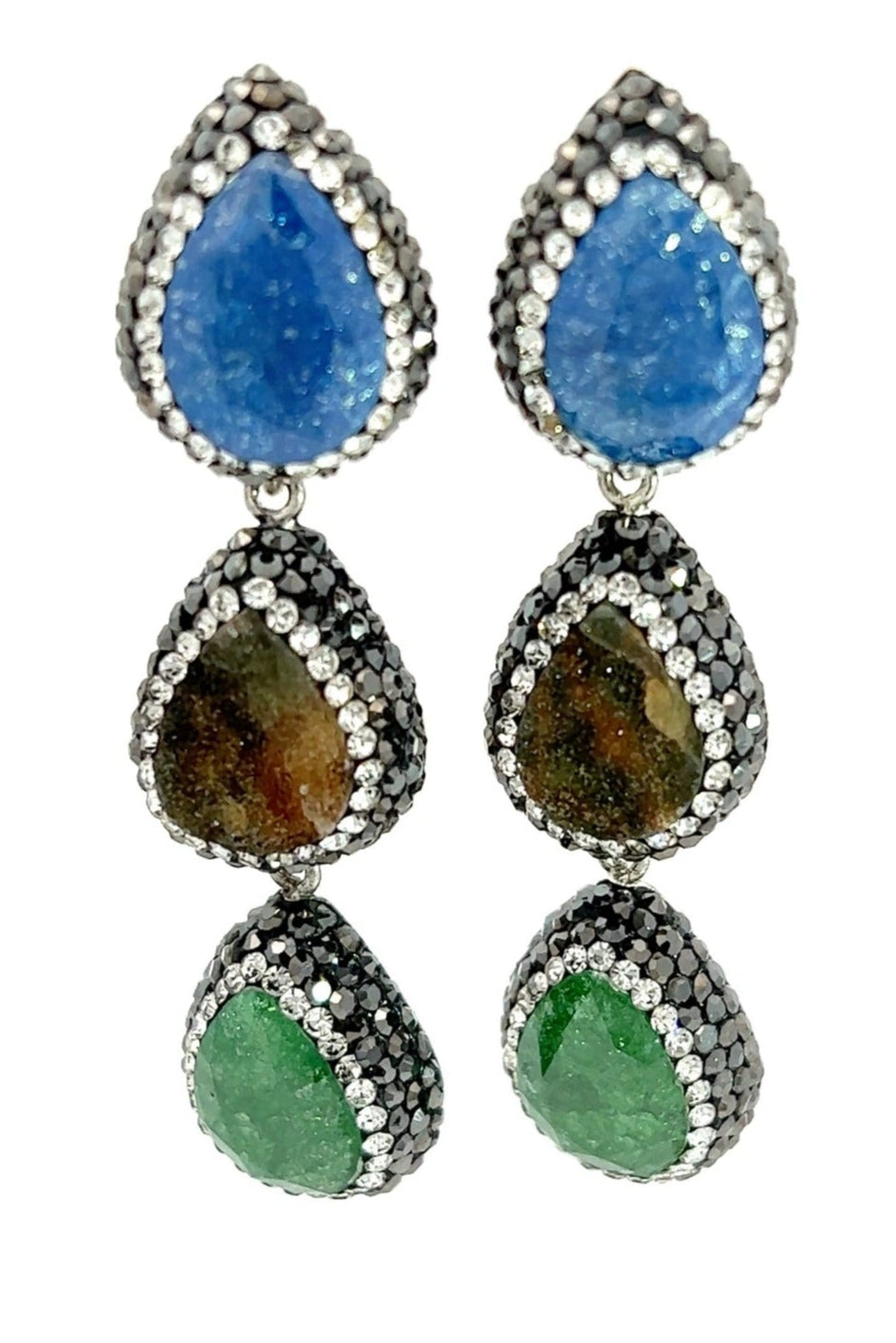 Blue Green Gemstone Sterling Silver Earring - Born To Glam Born To Glam