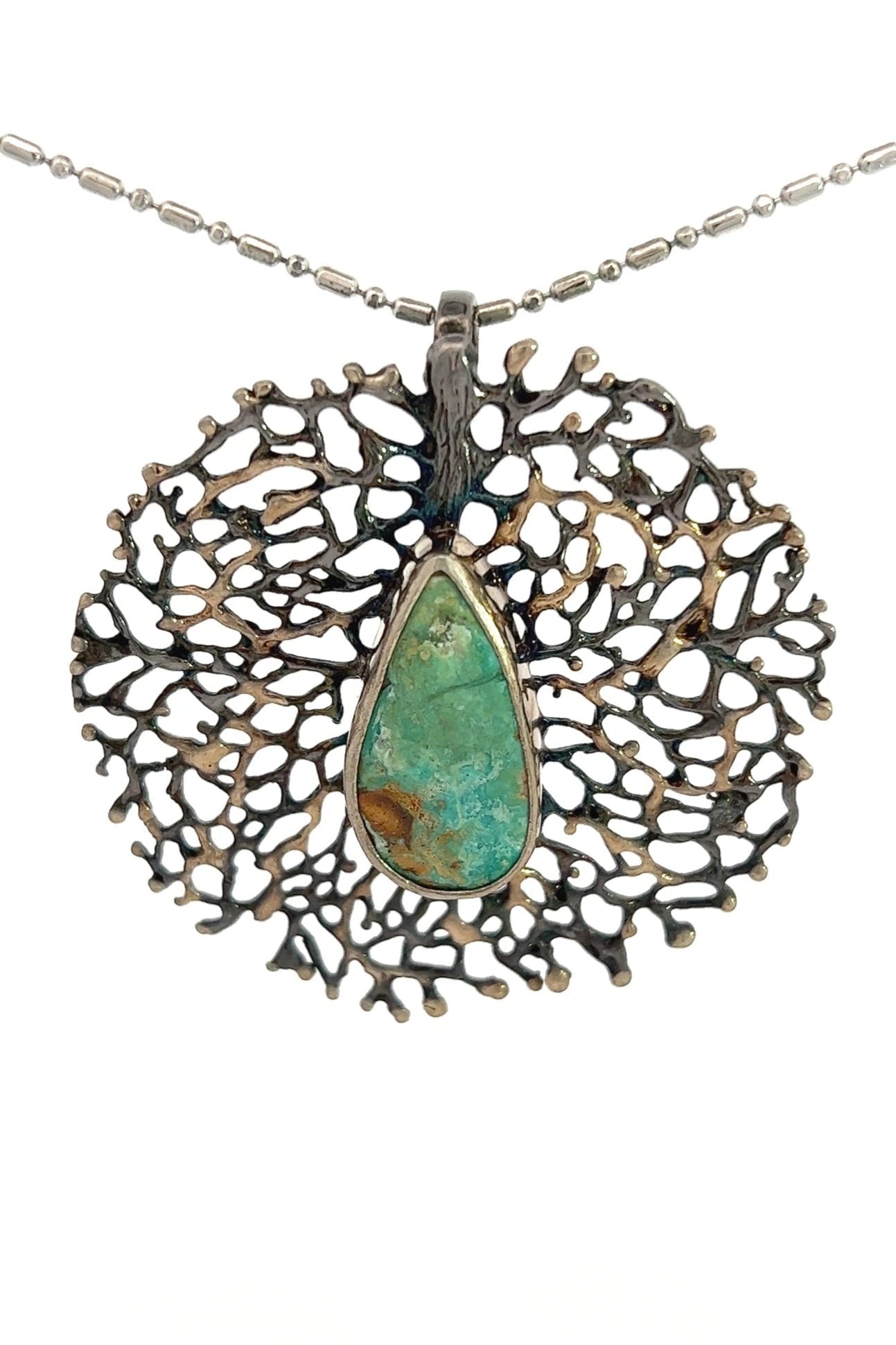 Sterling Silver Turquoise Web Pendant - Born To Glam Born To Glam
