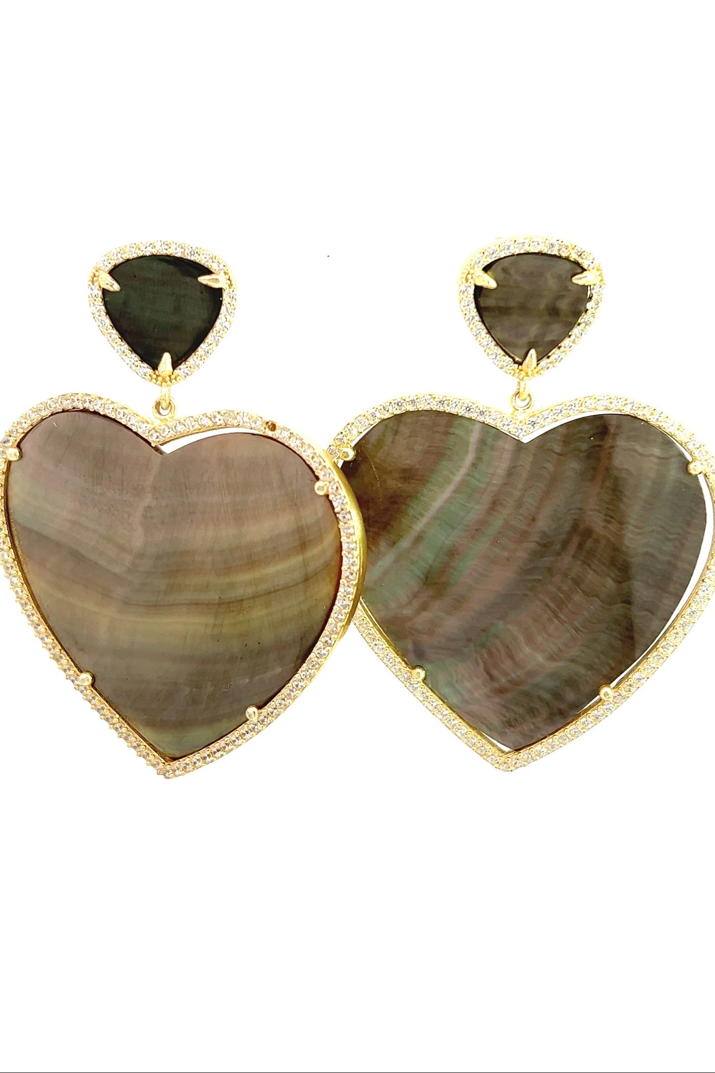 Mother of Pearl Sterling Silver Heart Earring - Born To Glam Born To Glam