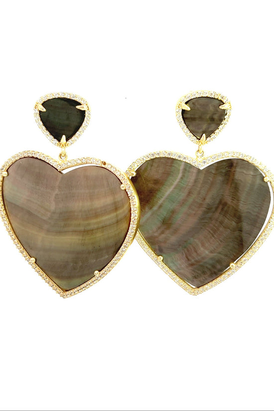 Mother of Pearl Sterling Silver Heart Earring - Born To Glam Born To Glam