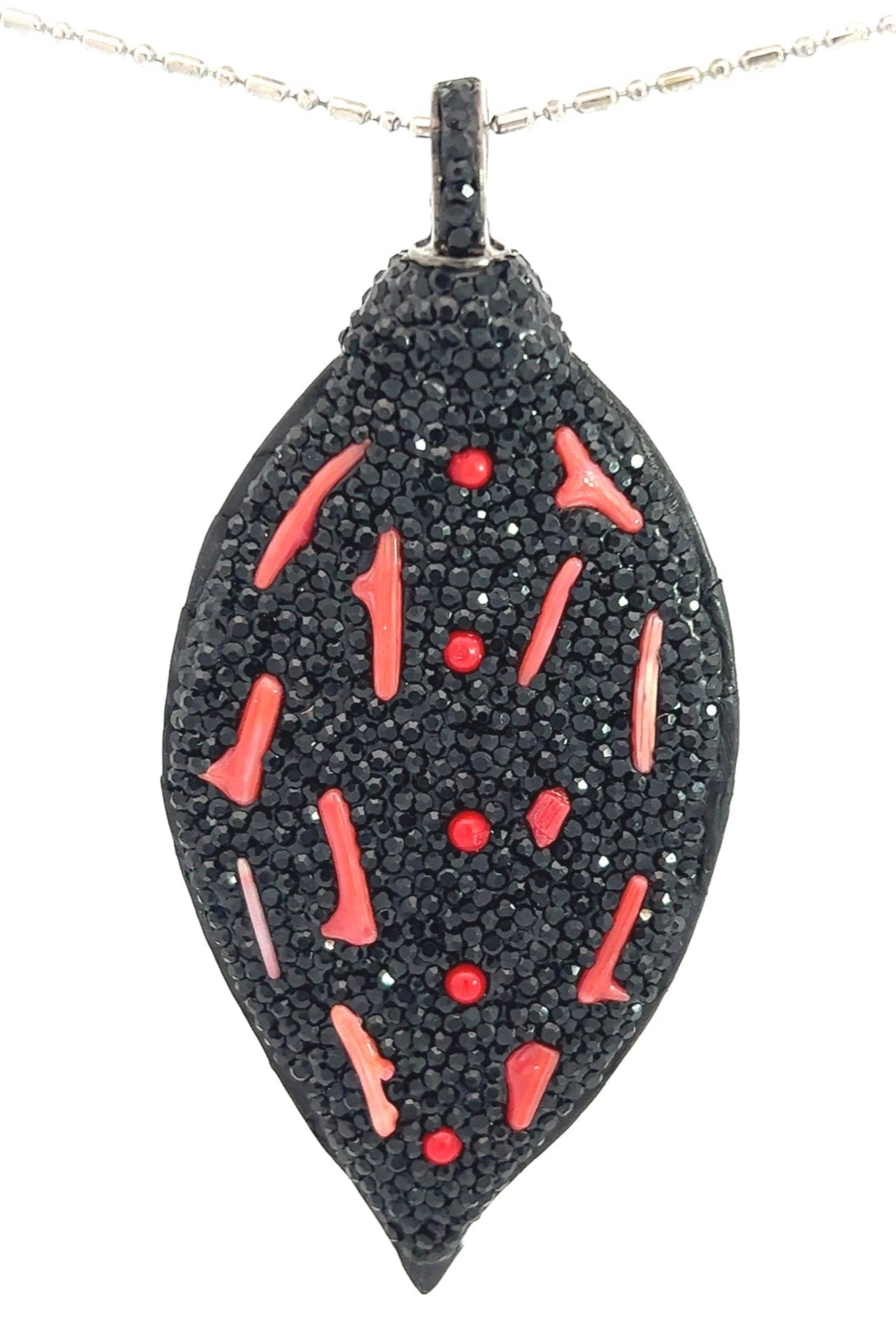Black & Red Gemstone & Leather Pendant - Born To Glam Born To Glam