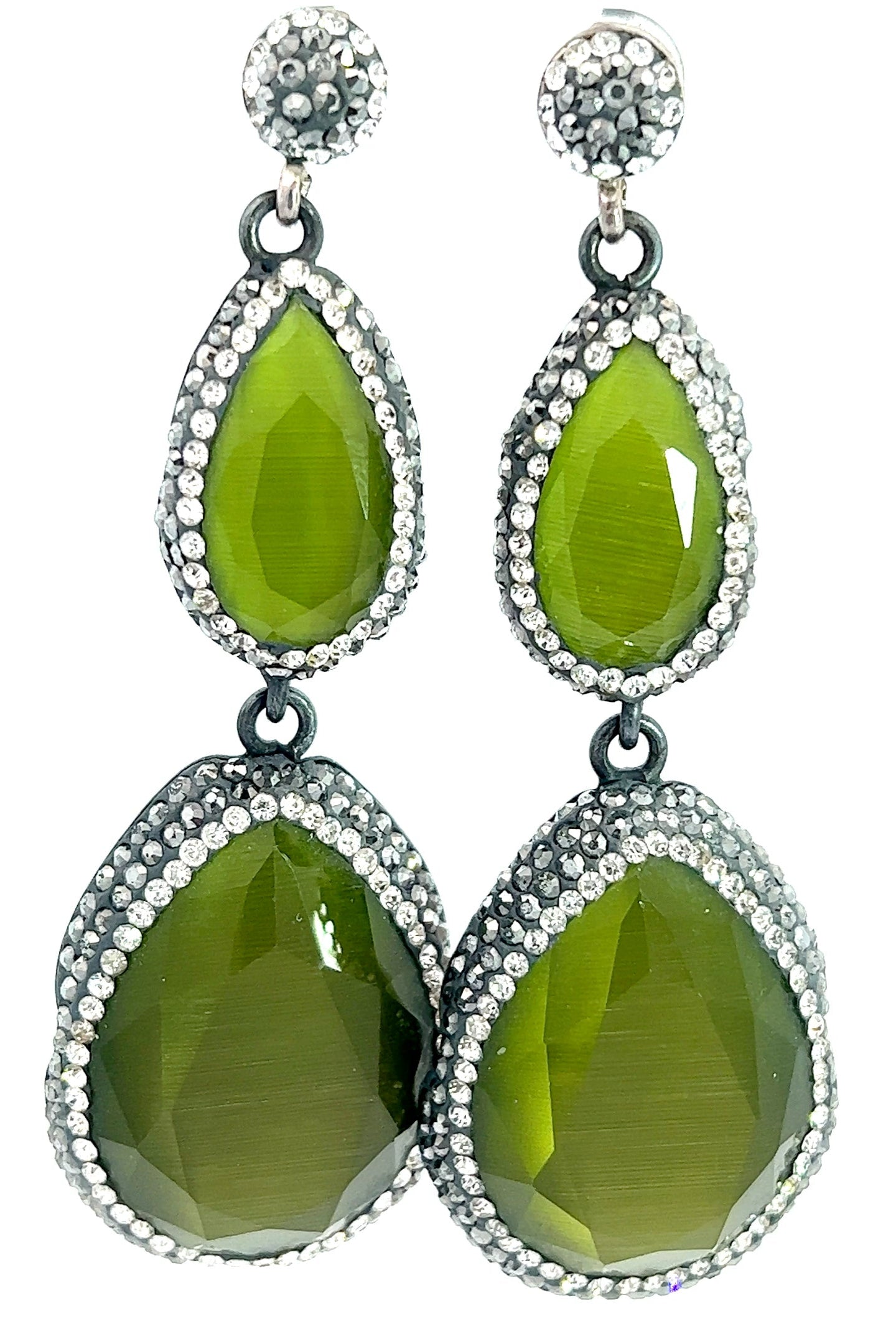 Olive Green Tourmaline Sterling Silver Earring - Born To Glam Born To Glam