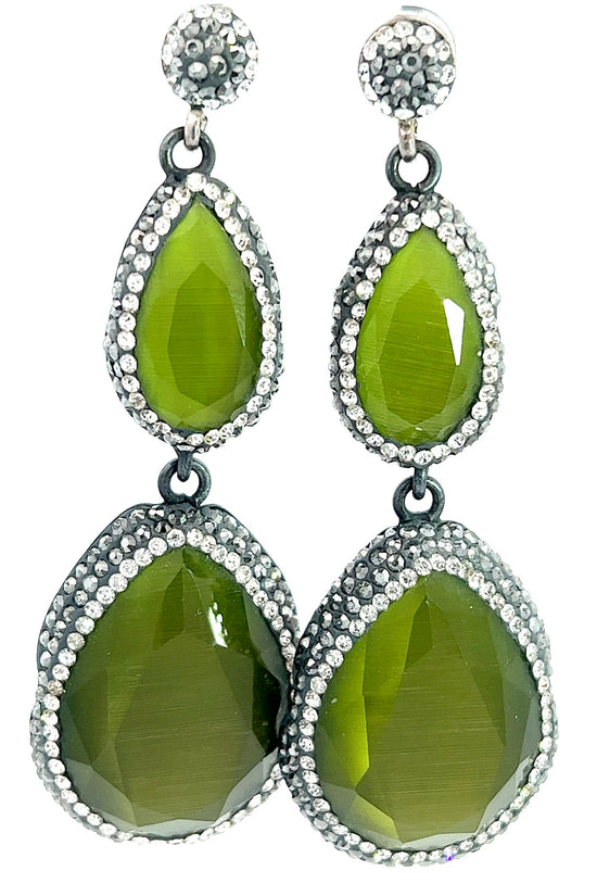 Olive Green Tourmaline Sterling Silver Earring - Born To Glam Born To Glam