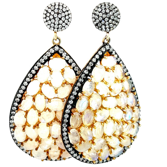 White Mini Quartz Gemstone Sterling Silver Earring - Born To Glam Born To Glam