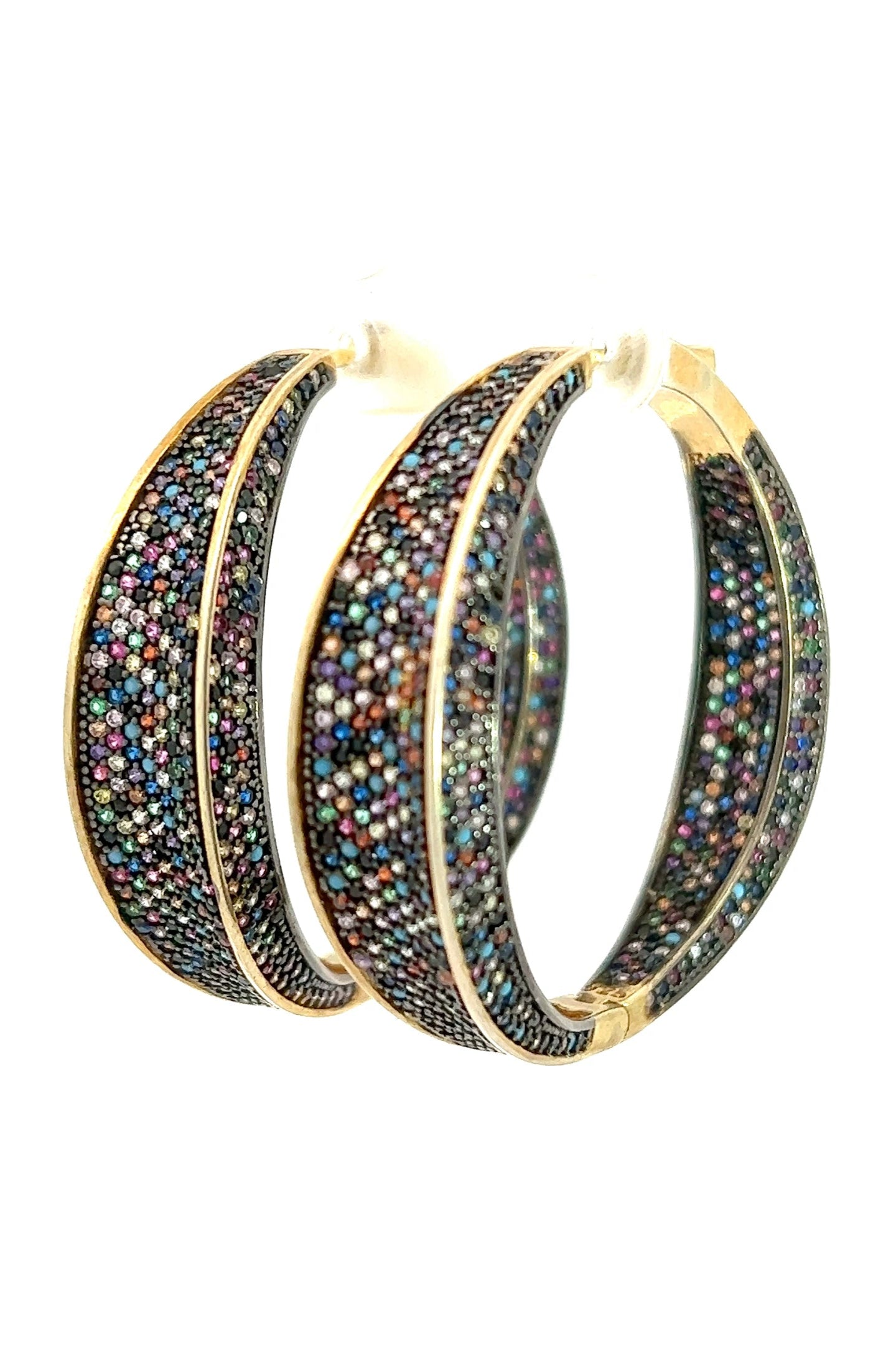 Multicolor Crystal Sterling Silver Hoop - Born To Glam Born To Glam