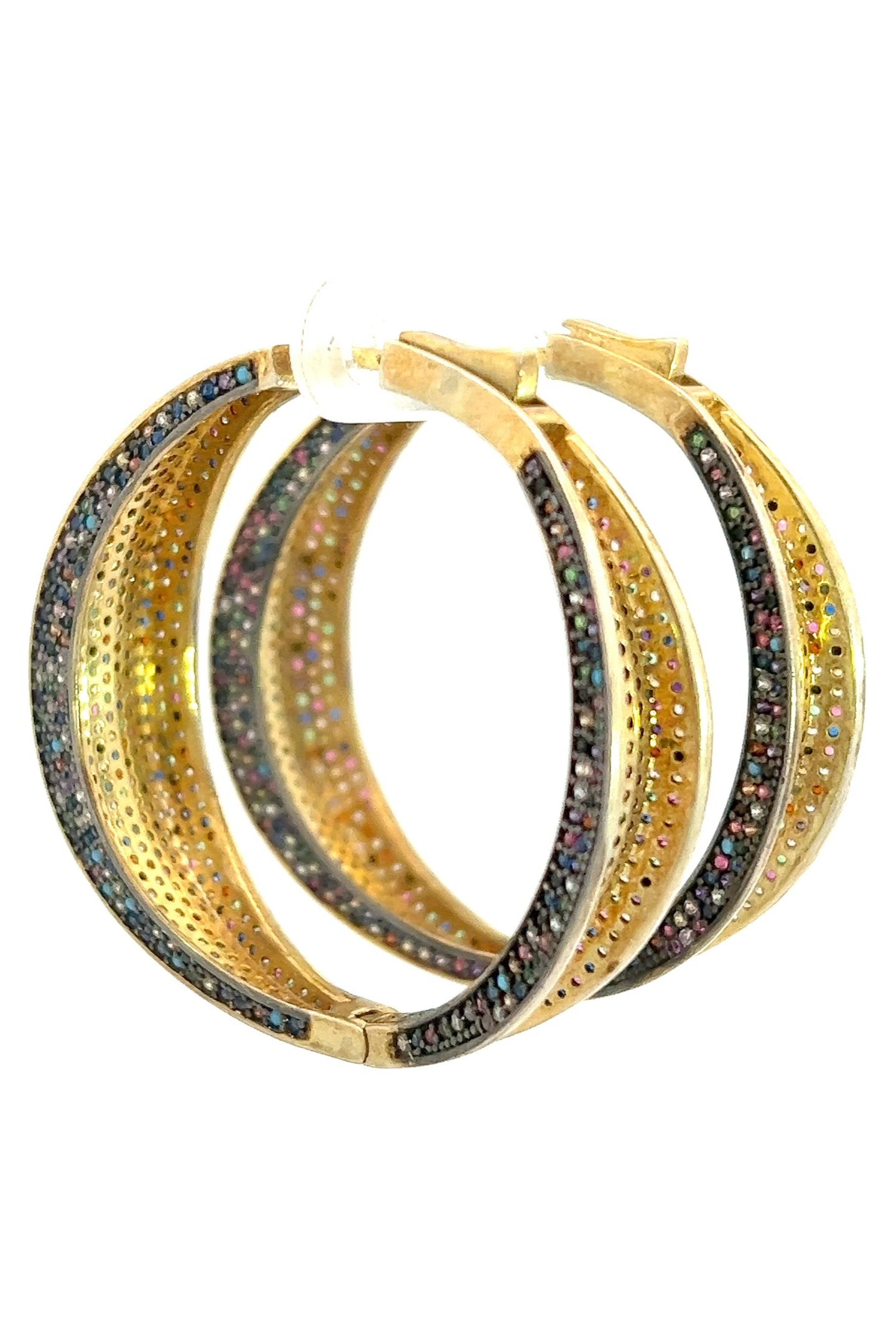 Multicolor Crystal Sterling Silver Hoop - Born To Glam Born To Glam