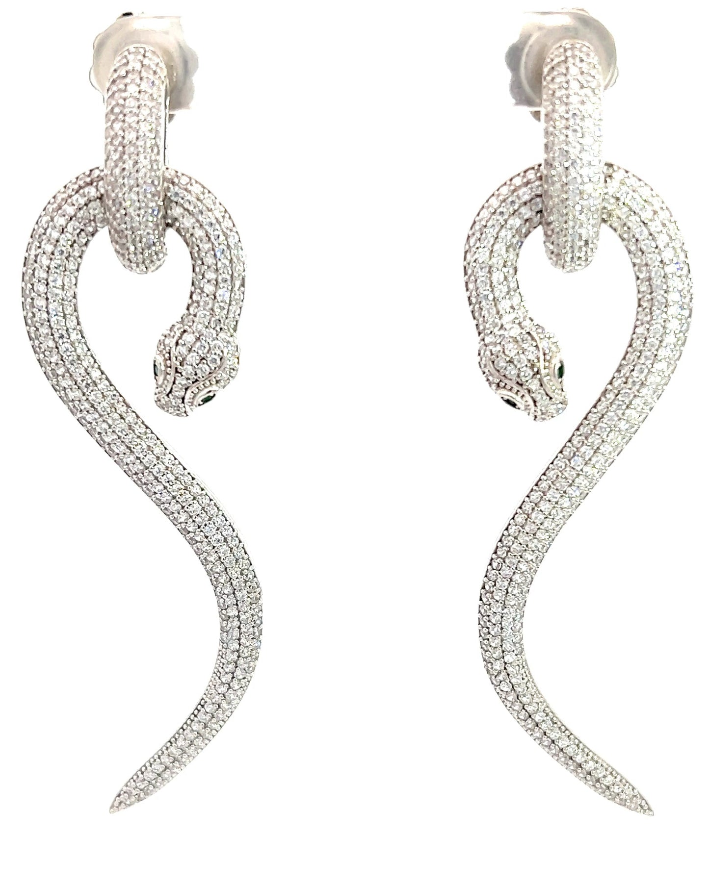 CZ Serpent Sterling Silver Drop Earring - Born To Glam Born To Glam