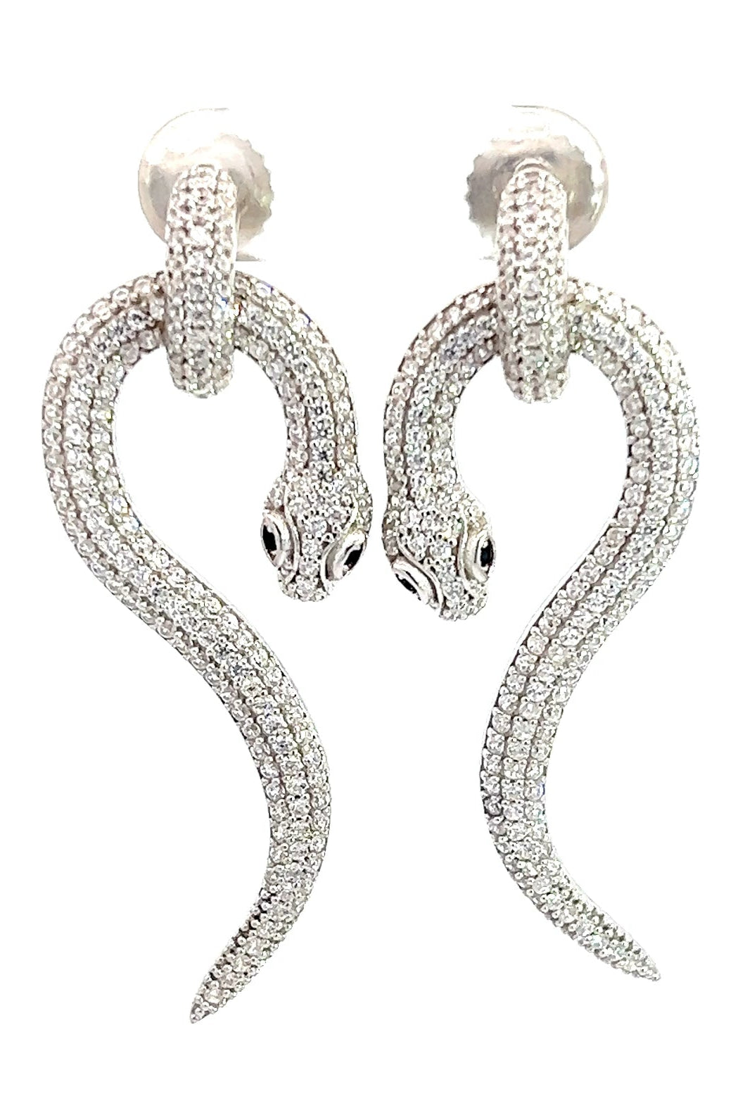 Small CZ Crystal Serpent Drop Earring - Born To Glam Born To Glam