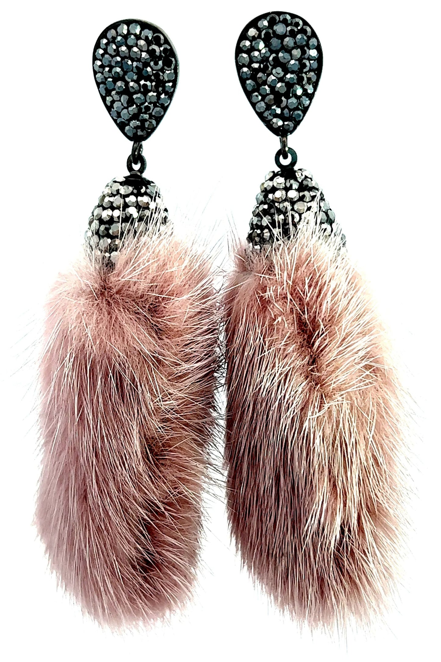 Pink Fur Drop Crystal Earring - Born To Glam Born To Glam
