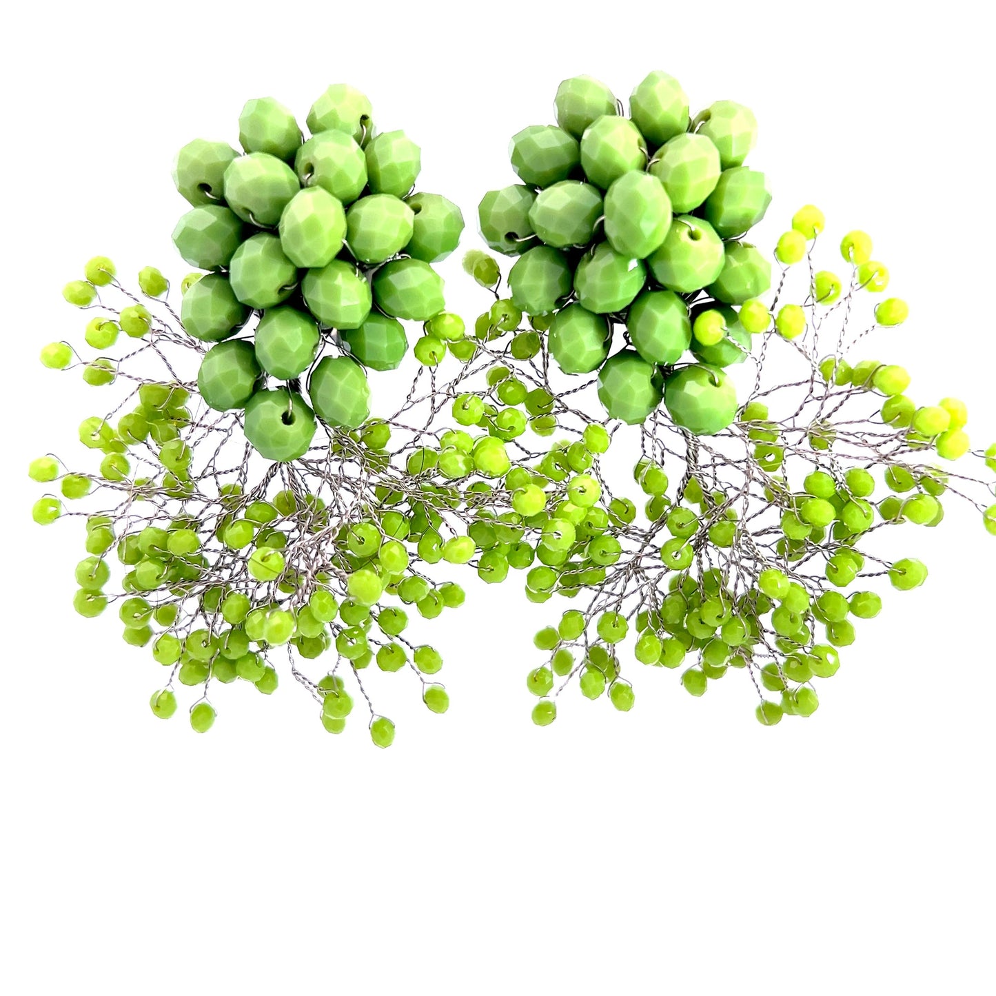 Lime Green Crystal Sculpture Statement Clip On Earring - Born To Glam Born To Glam