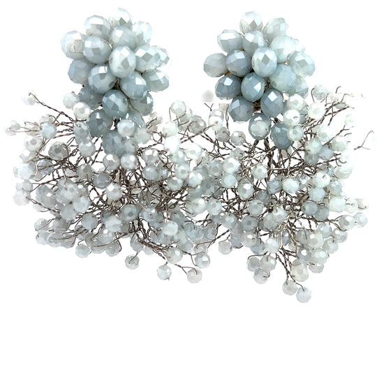 Load image into Gallery viewer, Light Silver Crystal Sculpture Statement Clip On Earring - Born To Glam
 Born To Glam